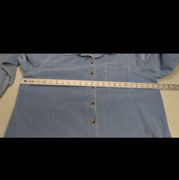 LL Bean Wide Whale Corduroy Shirt Jacket Shacket L Blue Outdoor Winter #2300 - Picture 6 of 9